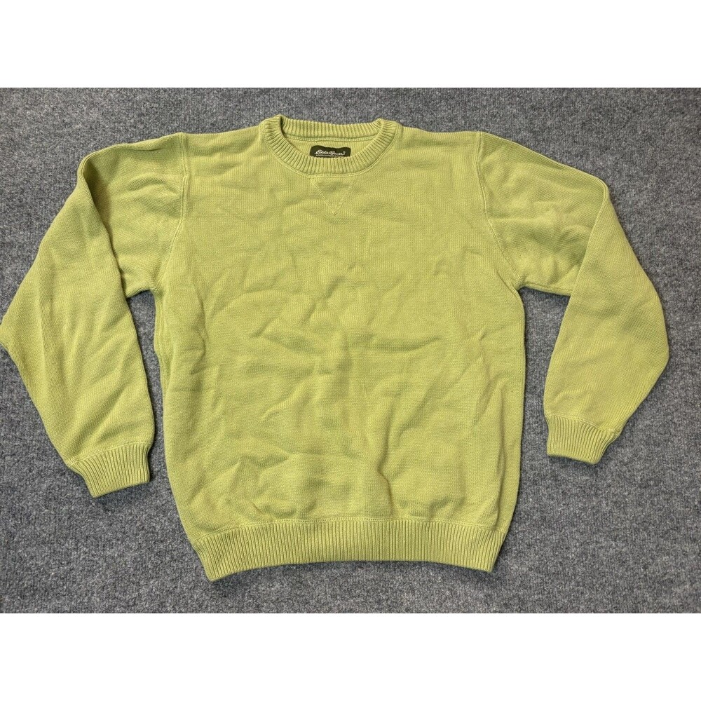 Eddie Bauer Sweater Mens S Green Knit Crew Neck Long Sleeve Pullover Casual